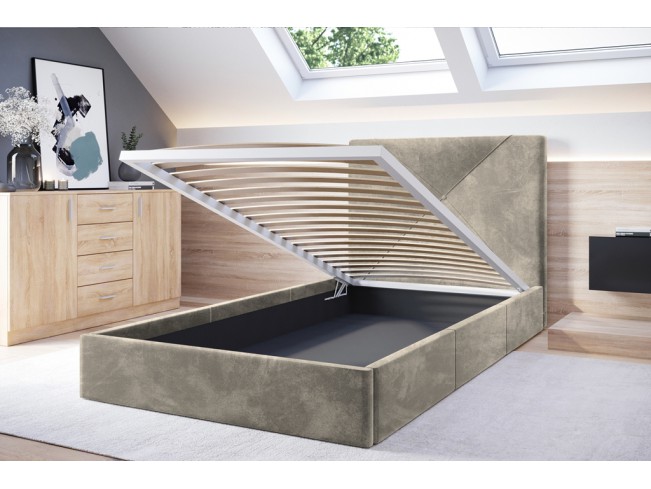 Łóżko tapicerowane Rino 120 Riviera 16 szary beż