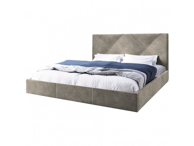 Łóżko tapicerowane Rino 160 Riviera 16 szary beż - widok całości