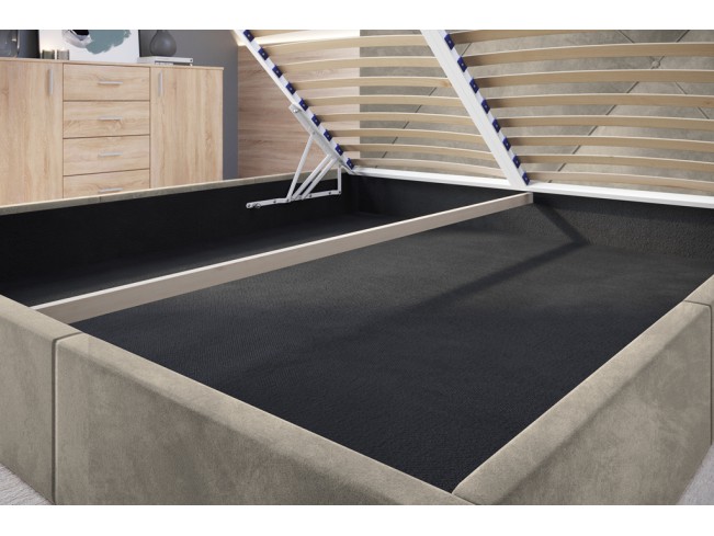 Łóżko tapicerowane Rino 180 Riviera 16 szary beż