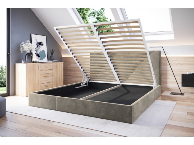 Łóżko tapicerowane Rino 180 Riviera 16 szary beż