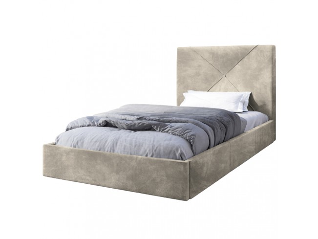 Łóżko tapicerowane Rino 90 Riviera 21 jasny beż - widok z przodu