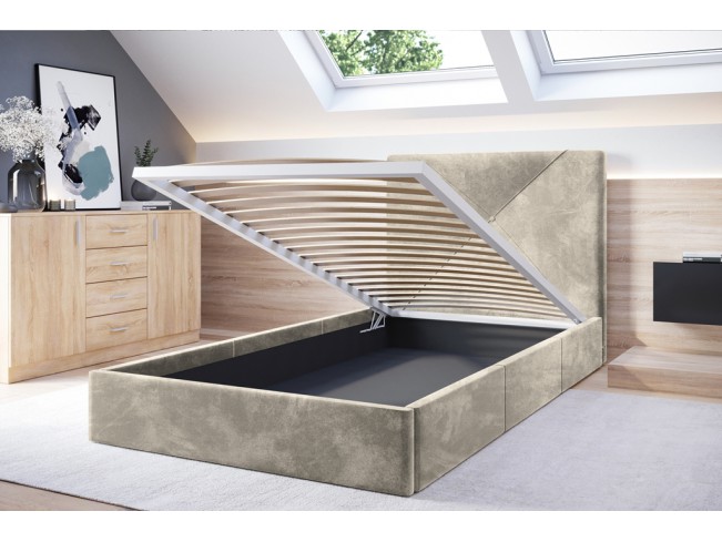 Łóżko tapicerowane Rino 120 Riviera 21 jasny beż