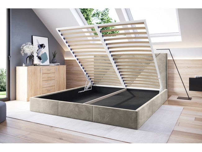 Łóżko tapicerowane Rino 160 Riviera 21 jasny beż