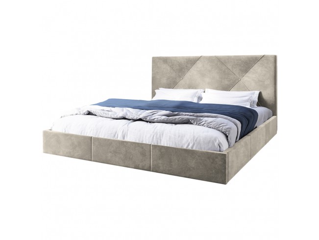 Łóżko tapicerowane Rino 160 Riviera 21 jasny beż - widok z przodu
