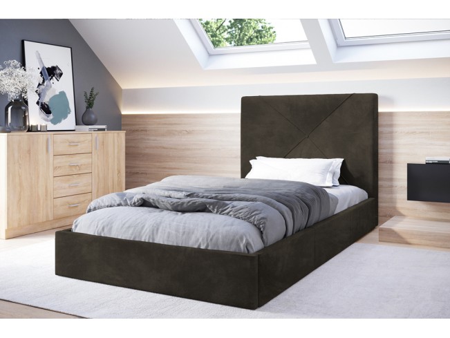 Łóżko tapicerowane Rino 80 Riviera 26 ciemny brąz