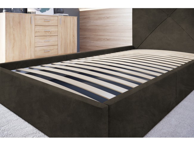 Łóżko tapicerowane Rino 90 Riviera 26 ciemny brąz