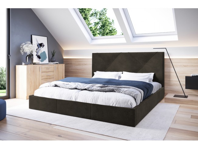 Łóżko tapicerowane Rino 160 Riviera 26 ciemny brąz