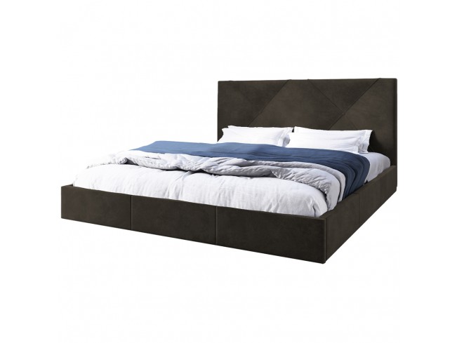 Łóżko tapicerowane Rino 180 Riviera 26 ciemny brąz - widok z przodu