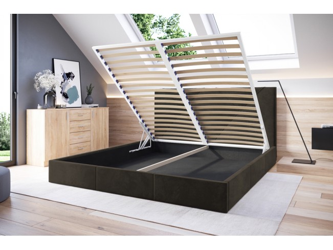 Łóżko tapicerowane Rino 180 Riviera 26 ciemny brąz