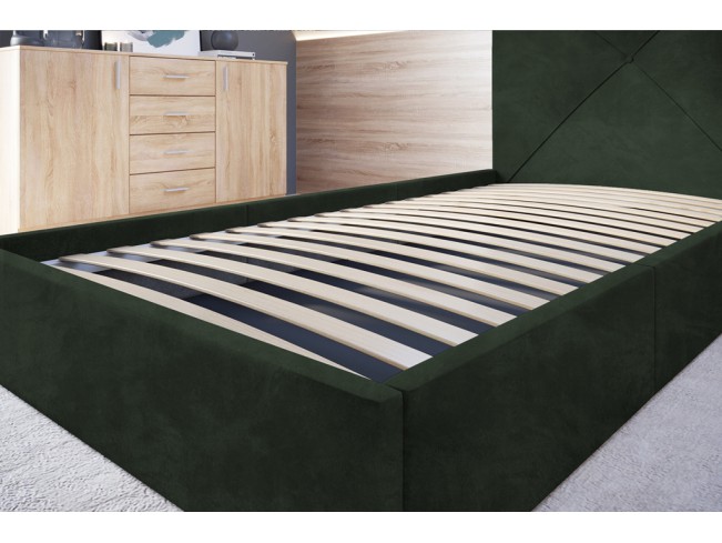 Łóżko tapicerowane Rino 90 Riviera 38 ciemny zielony