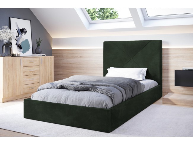 Łóżko tapicerowane Rino 120 Riviera 38 ciemny zielony