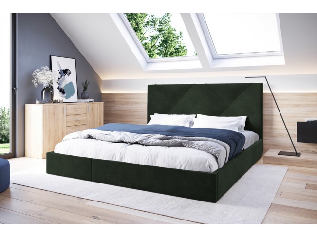 Łóżko tapicerowane Rino 160 Riviera 38 ciemny zielony