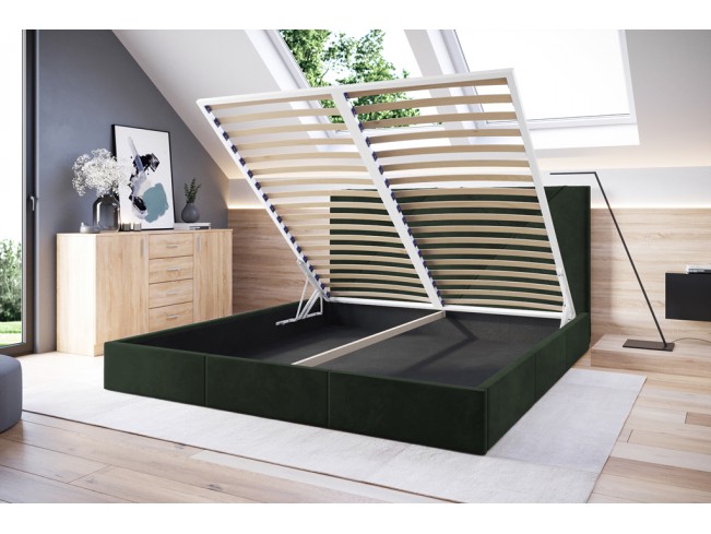 Łóżko tapicerowane Rino 160 Riviera 38 ciemny zielony