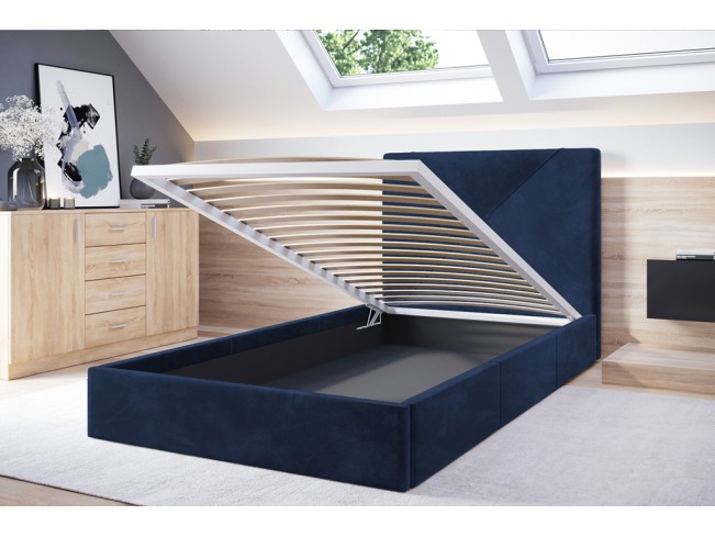 Łóżko tapicerowane Rino 120 Riviera 81 granatowy
