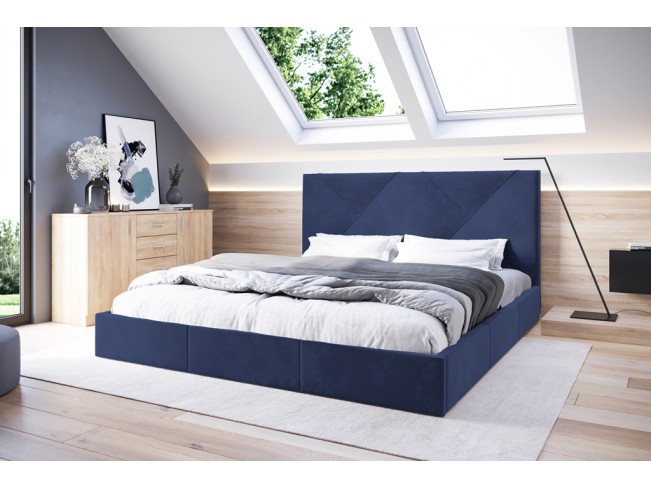 Łóżko tapicerowane Rino 160 Riviera 81 granatowy