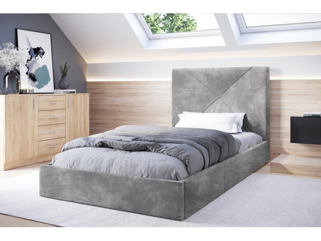 Łóżko tapicerowane Rino 120 Riviera 82 jasny szary