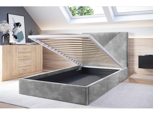 Łóżko tapicerowane Rino 120 Riviera 82 jasny szary