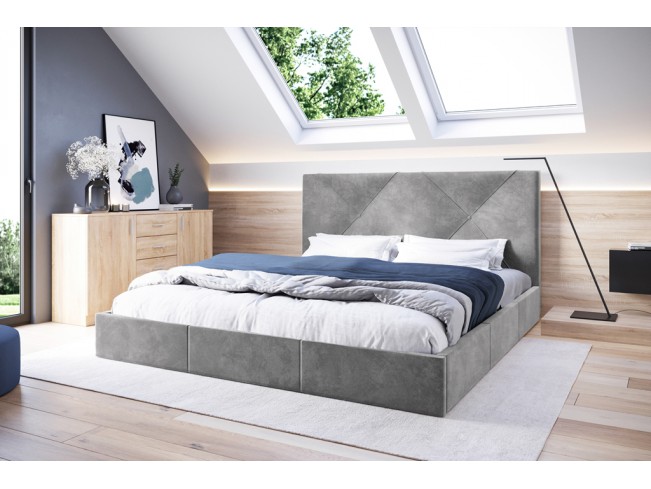 Łóżko tapicerowane Rino 140 Riviera 82 jasny szary