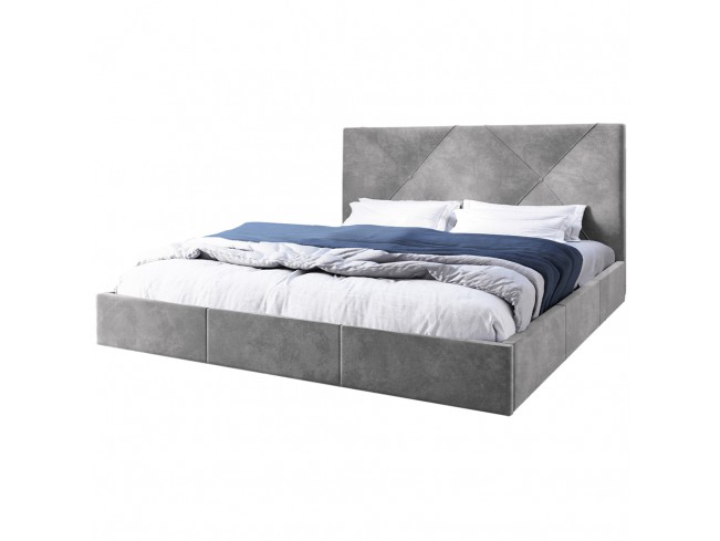 Łóżko tapicerowane Rino 140 Riviera 82 jasny szary - widok z przodu