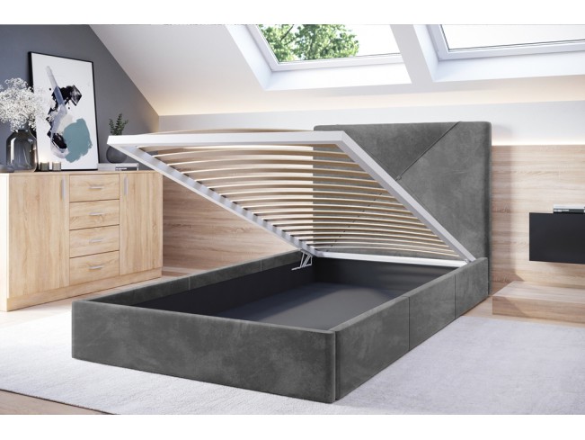 Łóżko tapicerowane Rino 90 Riviera 91 szary