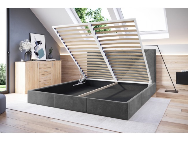 Łóżko tapicerowane Rino 140 Riviera 91 szary