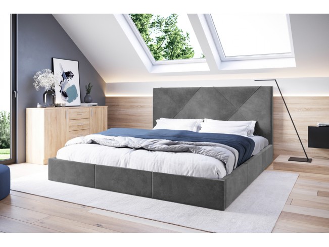 Łóżko tapicerowane Rino 180 Riviera 91 szary