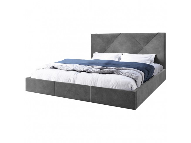 Łóżko tapicerowane Rino 180 Riviera 91 szary - widok z przodu