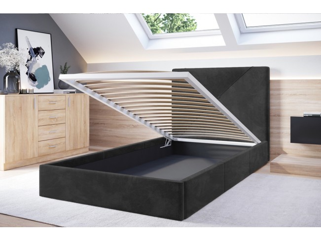 Łóżko tapicerowane Rino 80 Riviera 95 ciemny szary