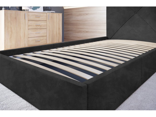 Łóżko tapicerowane Rino 90 Riviera 95 ciemny szary