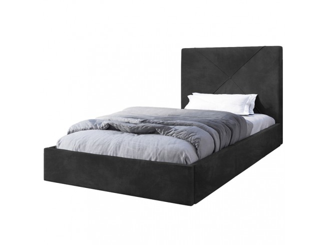 Łóżko tapicerowane Rino 90 Riviera 95 ciemny szary - widok z przodu