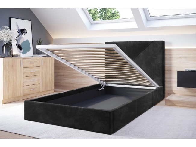 Łóżko tapicerowane Rino 90 Riviera 100 czarny