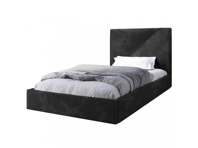 Łóżko tapicerowane Rino 120 Riviera 100 czarny - widok z przodu