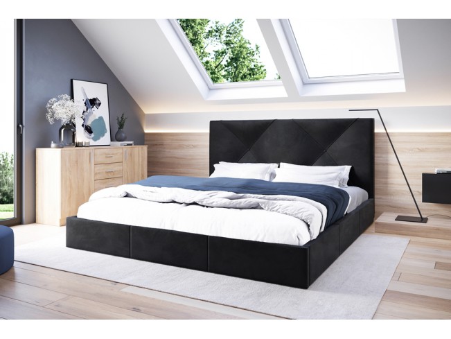 Łóżko tapicerowane Rino 140 Riviera 100 czarny