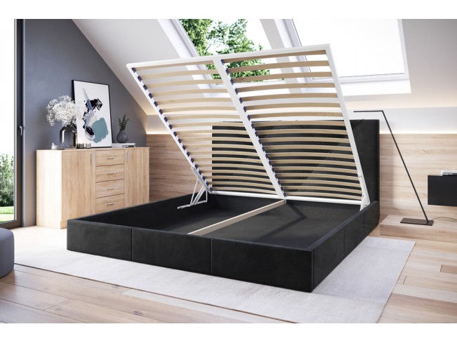 Łóżko tapicerowane Rino 160 Riviera 100 czarny