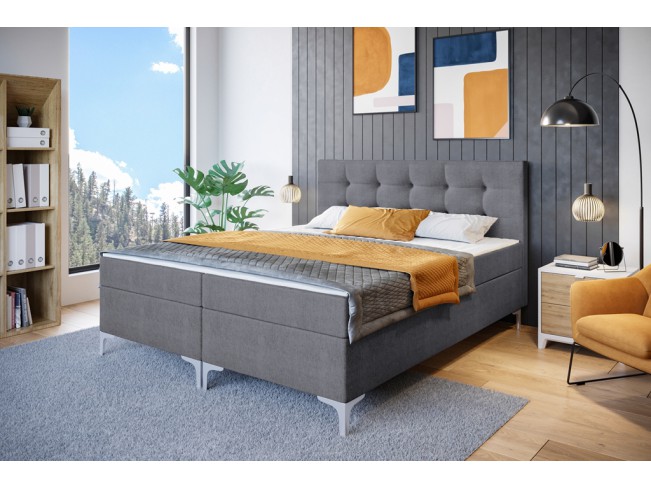 Łóżko kontynentalne Lilu 180 Sawana 21 jasny szary