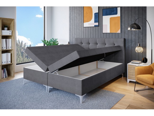 Łóżko kontynentalne Lilu 180 Sawana 21 jasny szary