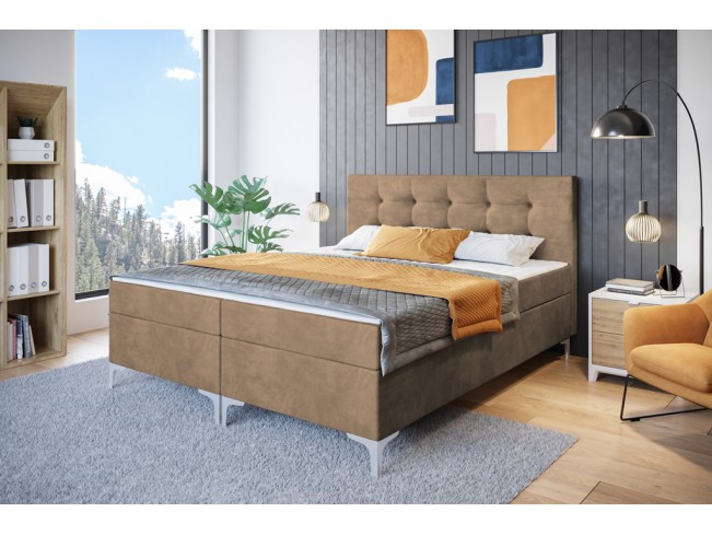 Łóżko kontynentalne Lilu 160 Monolith 09 jasny brąz