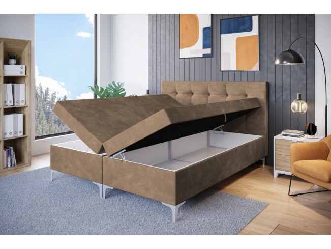 Łóżko kontynentalne Lilu 180 Monolith 09 jasny brąz