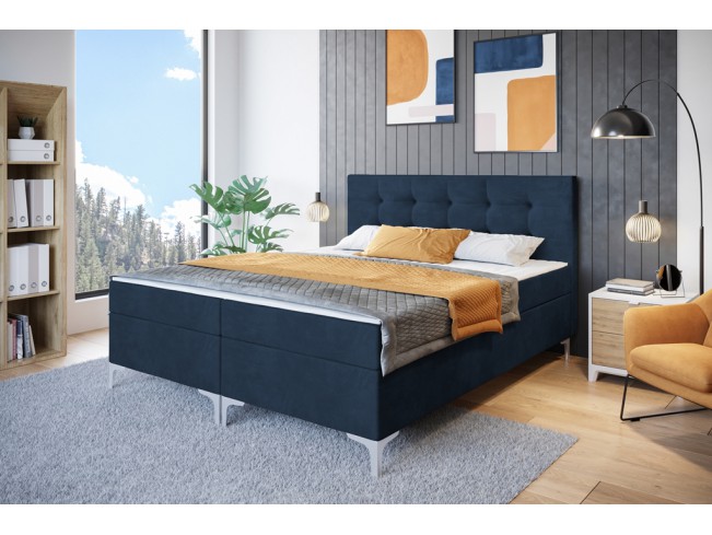 Łóżko kontynentalne Lilu 160 Monolith 77 granatowy