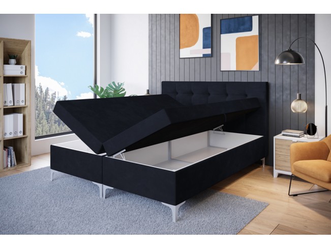 Łóżko kontynentalne Lilu 140 Monolith 79 ciemny granat