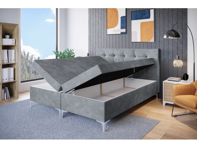 Łóżko kontynentalne Lilu 140 Monolith 84 jasny szary