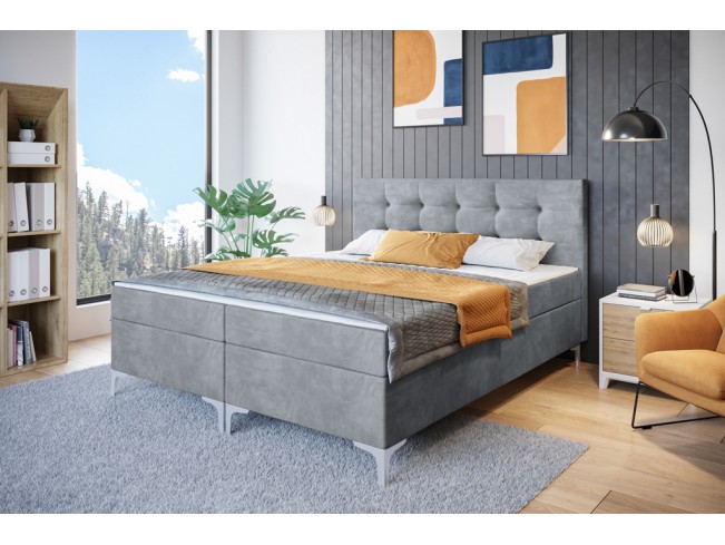 Łóżko kontynentalne Lilu 160 Monolith 84 jasny szary