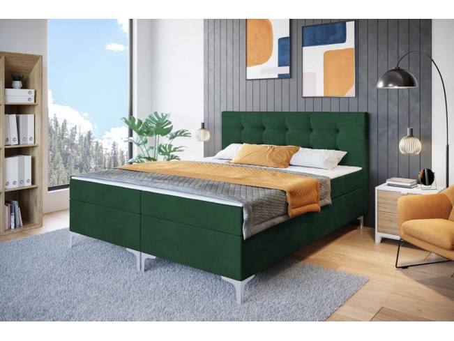 Łóżko kontynentalne Lilu 140 Kronos 19 butelkowa zieleń