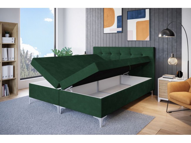 Łóżko kontynentalne Lilu 160 Kronos 19 butelkowa zieleń