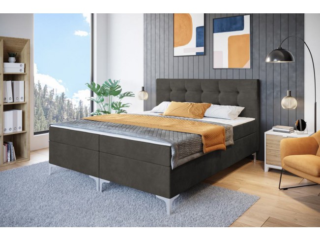 Łóżko kontynentalne Lilu 160 Monolith 20 szary brąz