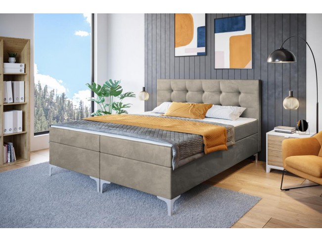 Łóżko kontynentalne Lilu 160 Riviera 16 szary beż