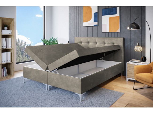 Łóżko kontynentalne Lilu 160 Riviera 16 szary beż