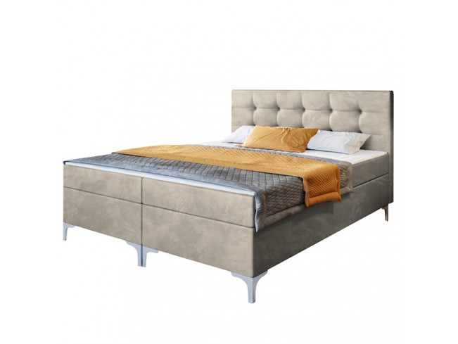 Łóżko kontynentalne Lilu 140 Riviera 21 jasny beż - widok z przodu