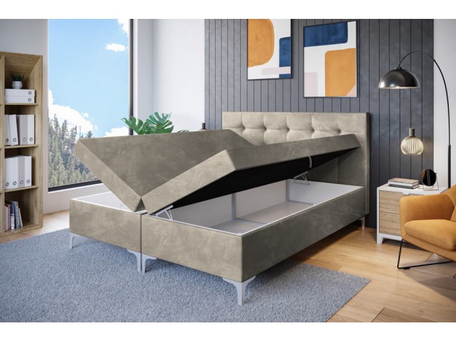 Łóżko kontynentalne Lilu 160 Riviera 21 jasny beż