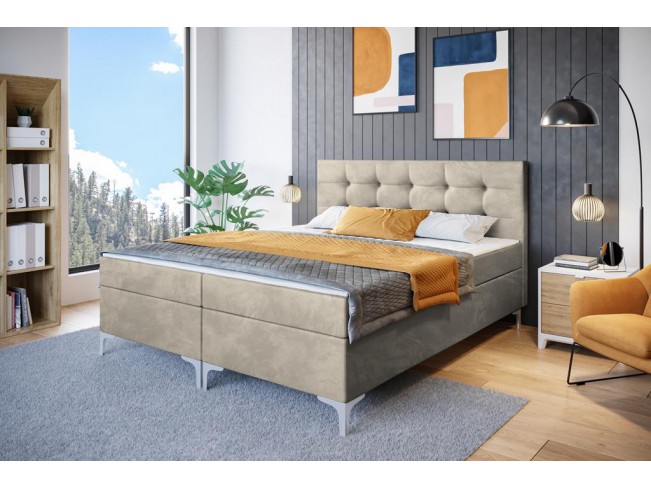 Łóżko kontynentalne Lilu 180 Riviera 21 jasny beż